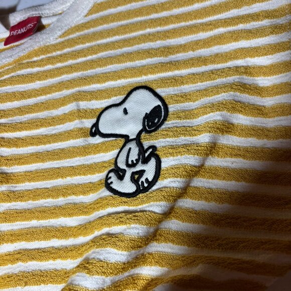 NWT Zara Peanuts Snoopy One Piece Romper Yellow White Stripes - Picture 5 of 11